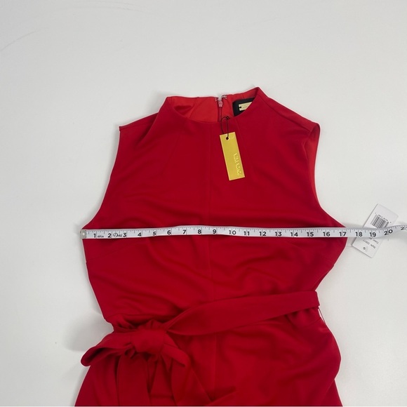 NWT Alexia Admor‎ Fara Red High Neck Midi Dress Front Split Classic Size 6 - Picture 9 of 11